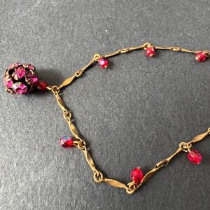 Vintage Bess Nathan Red Crystal Drop Necklace Delicate Chain Vintage‎ Style